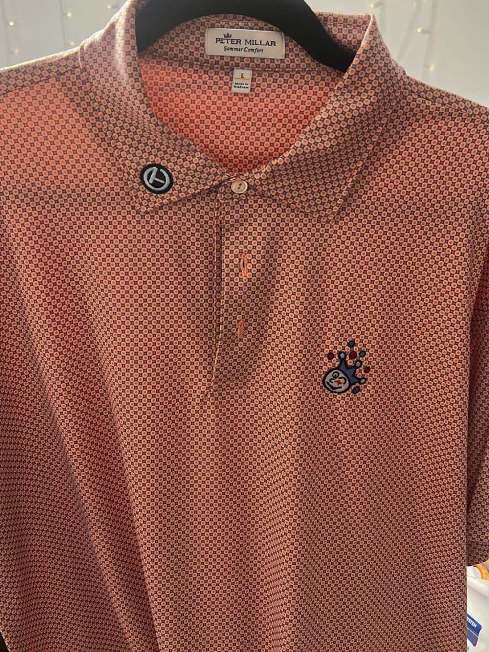 Peter Millar Orange Micro-Pattern Polo